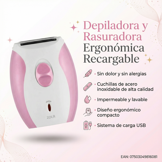Depiladora y rasuradora ergonómica recargable