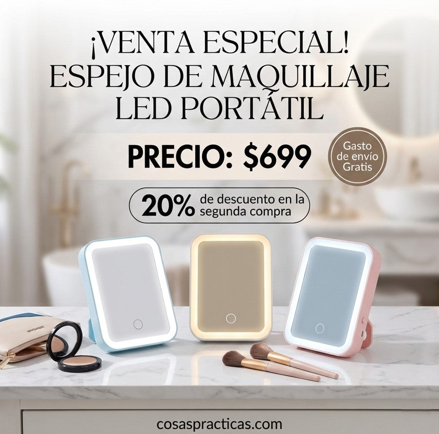 Espejo con Luz con Bolsillo