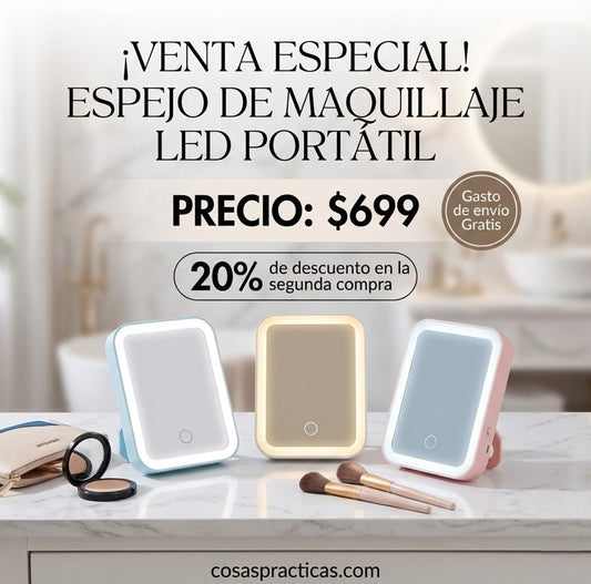 Espejo con Luz con Bolsillo